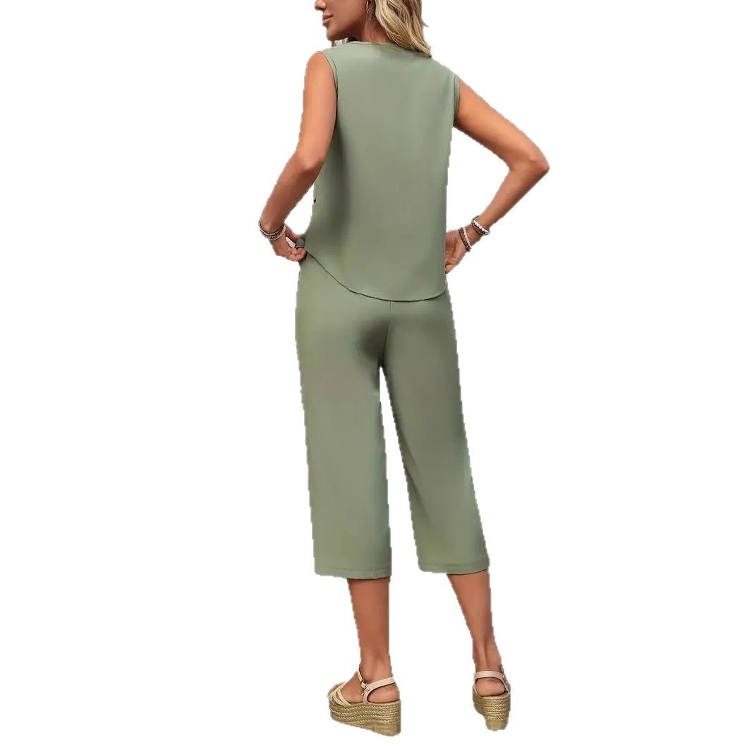 Summer Clothing Amazon - 2025, grensoverschrijdende dameskleding nieuwe olijfgroene mouwloze
