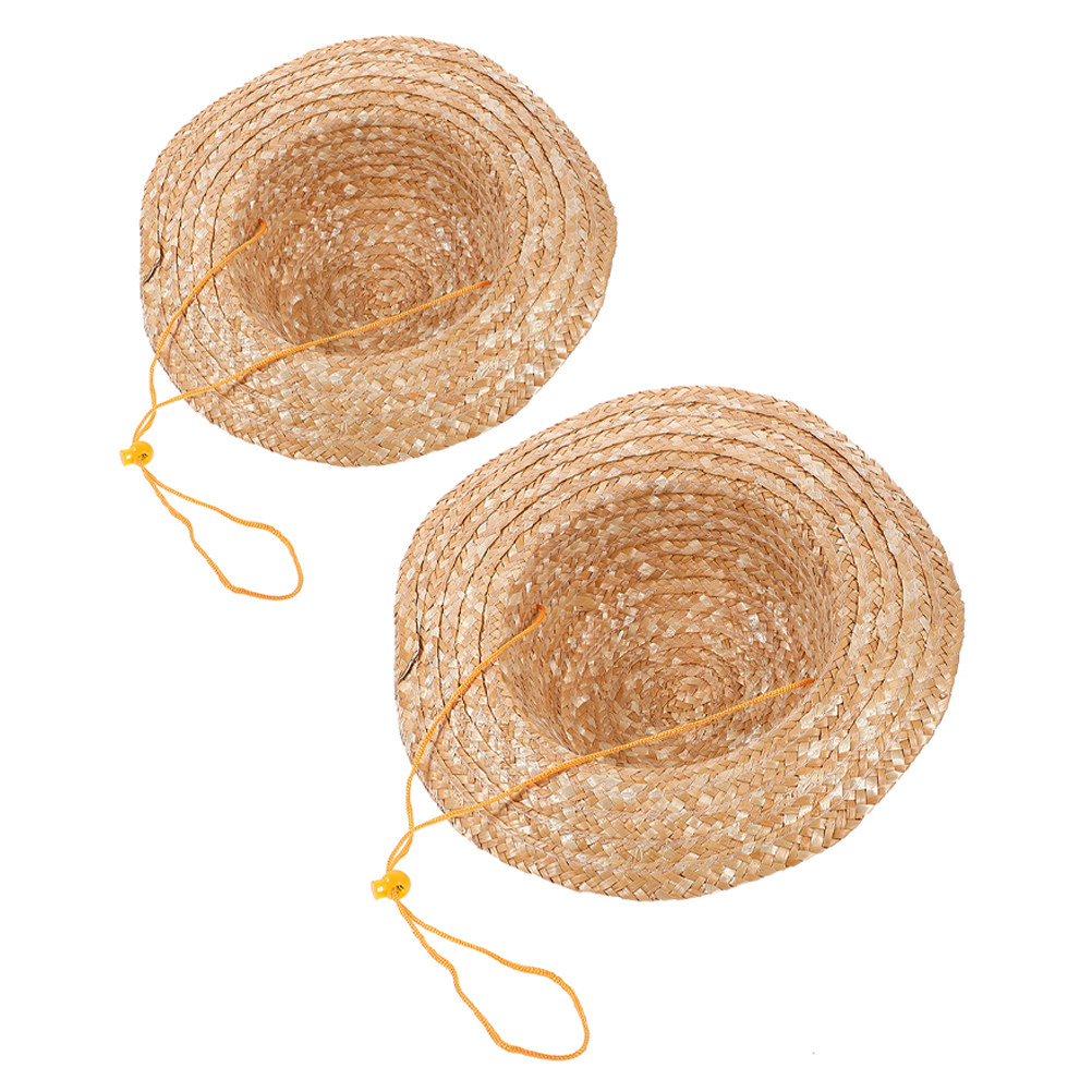 Sun Hat Wide Brim - 2 stuks kinderzonnehoed met strooibrand, natuurlijk,