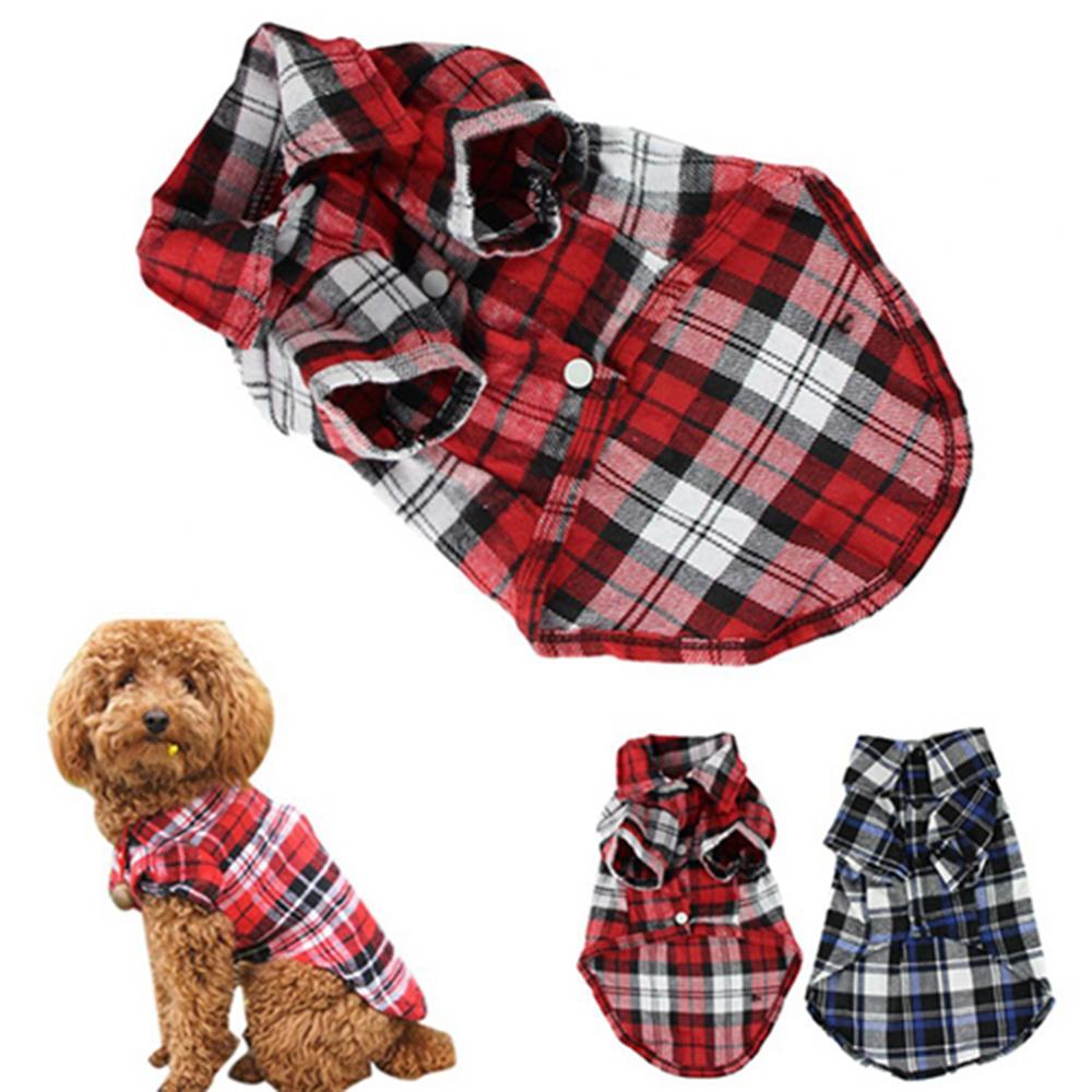 Summer Dog Clothing - Hond Puppy Geruit Shirt Hond T-Shirts
